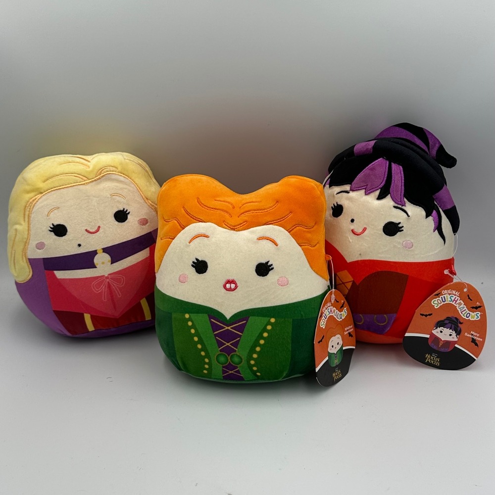Disney Hocus Pocus Squishmallows Set of 3‎ Sanderson Sisters Plush 8"